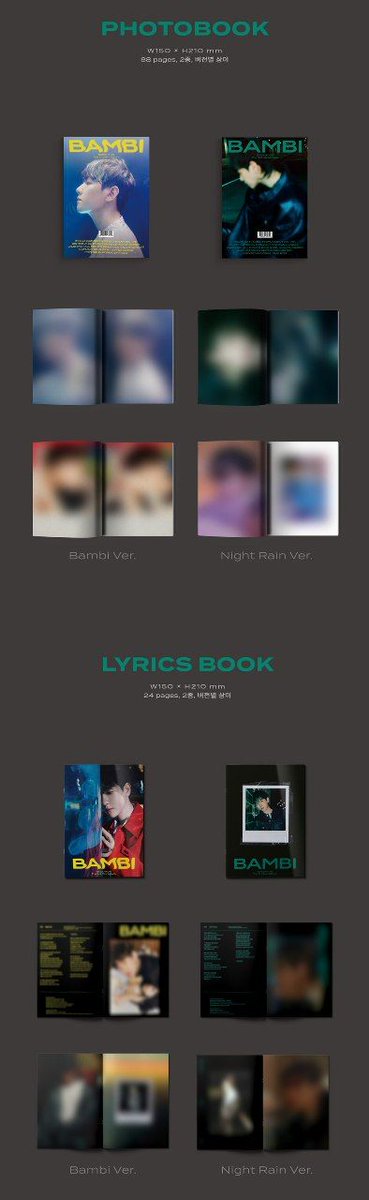 WWEXOL's tweet photo. [INFO] BAEKHYUN 3rd Mini Album "Bambi" Album Details:

✅PhotoBook Ver.

2 Covers (Bambi, Night Rain) 
PhotoBook (2 Vers, 88P)
Lyrics Book (2 Vers, 24P)
CD_R (2 Vers) 
Folded Poster (Each ver 2, total 4)

🔗 https://t.co/yL9vZ9ysVs

@weareoneEXO @B_hundred_Hyun https://t.co/QctzeqfJLX
