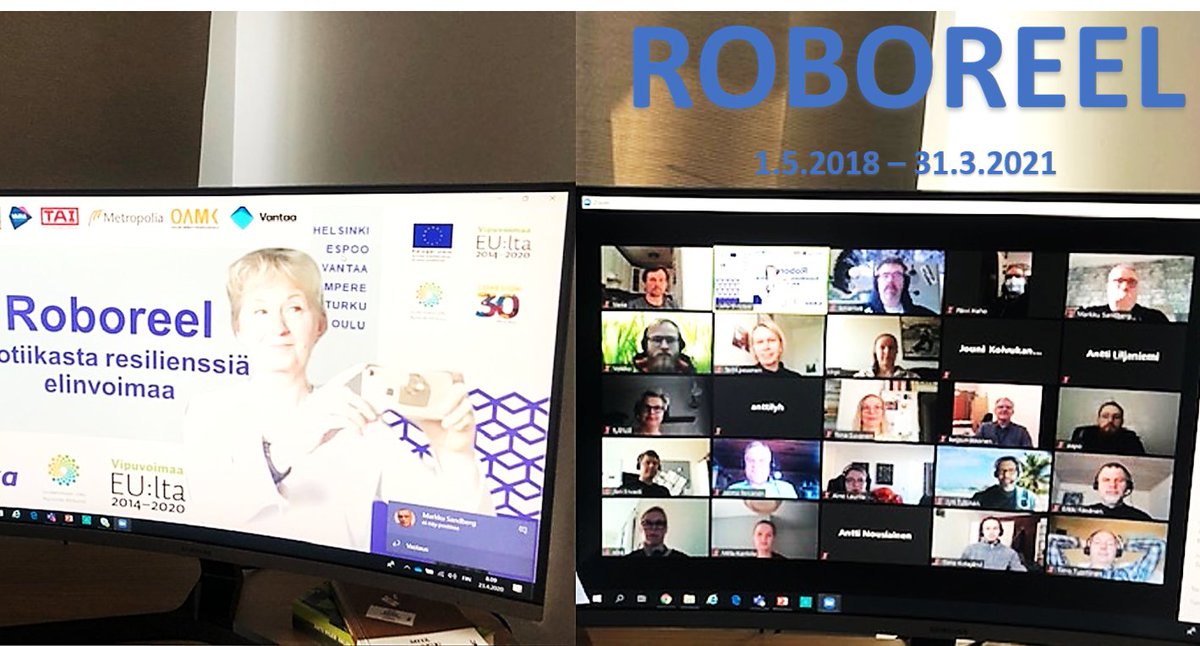 ReelRobo's tweet image. Poikkeustilanteesta johtuen järjestimme hankkeen asiantuntijoiden yhteisen tapaamisen verkossa. Hienoja esityksiä eri puolella Suomea tehdyistä kokoiluista. Yhteistyö on yhdessä oppimista!
#robotiikka #projekti #kehittäminen