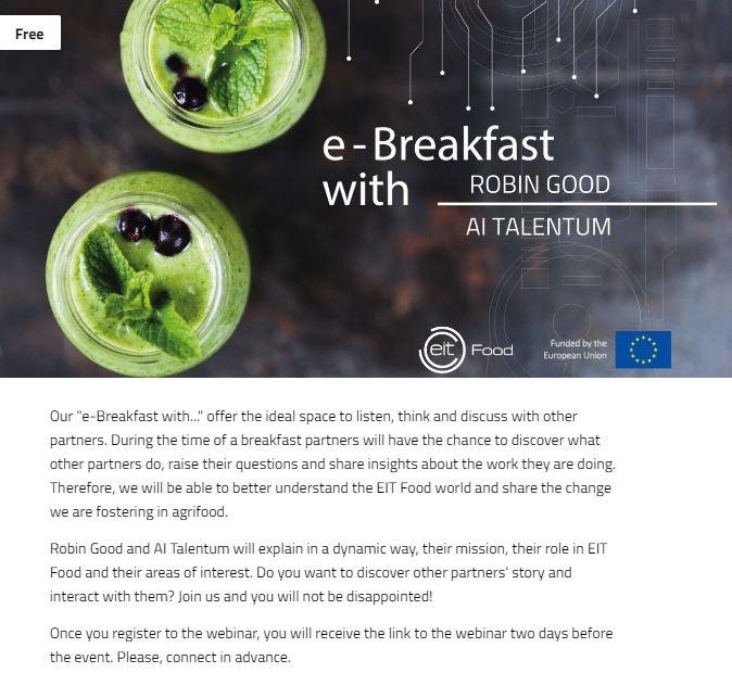 You are invited! 7 April 10:00-11:00
e-Breakfast with AI Talentum and Robin Good @EITFood #RisingFoodStars  eitfoodhive.eu/events/53471