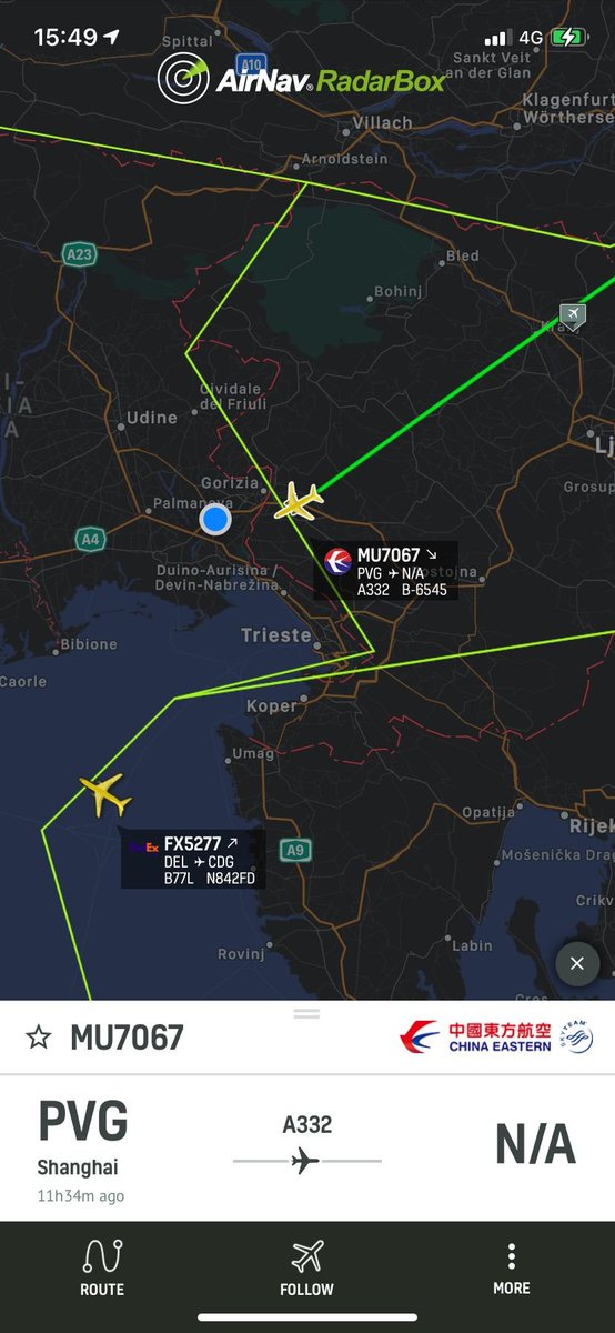 AirNavRadar's tweet photo. China Eastern flight MU7067 from Shanghai (China) to Milan (Italy) photographed by our follower Gian at 36,000 feet.
Send us your photos/flight screenshots on our Twitter: @RadarBox24 or #RadarBox.
Grazie mille, Gian! Thank you, Gian! ♥️📷✈️
#RadarBox #RadarBoxSpotters #MU7067 https://t.co/JmWFjsIoR3