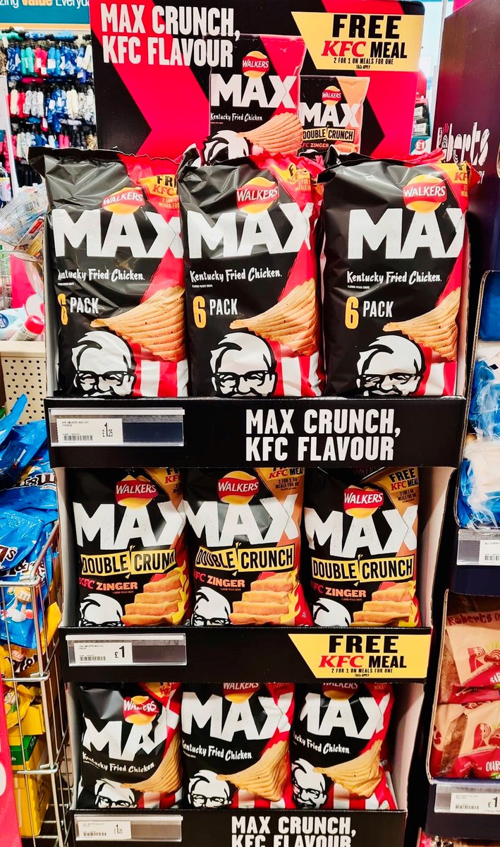 BayviewSC's tweet photo. These are #fingerlickin good snacks !!
Get your 6 pack of the brand new #KFC flavoured #WalkersMAX crisps now in store at @Poundland https://t.co/909CHMtZZs