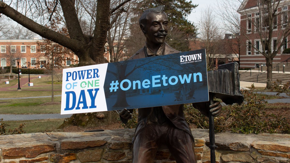 EtownCollege's tweet photo. We’re just hours away from Power of One Day, our annual day of giving to support Elizabethtown College students on Tuesday, March 23! Learn all of the ways your gift can make a difference by heading to https://t.co/TLgf2F4v2d. #OneEtown https://t.co/CLC8p1KhPS