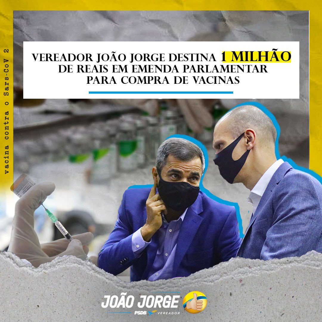 joaojorge_sp's tweet photo. A Câmara Municipal de São Paulo autorizou o prefeito Bruno Covas a comprar 5 milhões de doses de vacina. Confirmando seu apoio, João Jorge destina 1 milhão de reais em emendas parlamentares para auxiliar na aquisição destas vacinas. 
#vereadorjoaojorge #vacinaparatodos #saopaulo https://t.co/KboUJ3KH3P