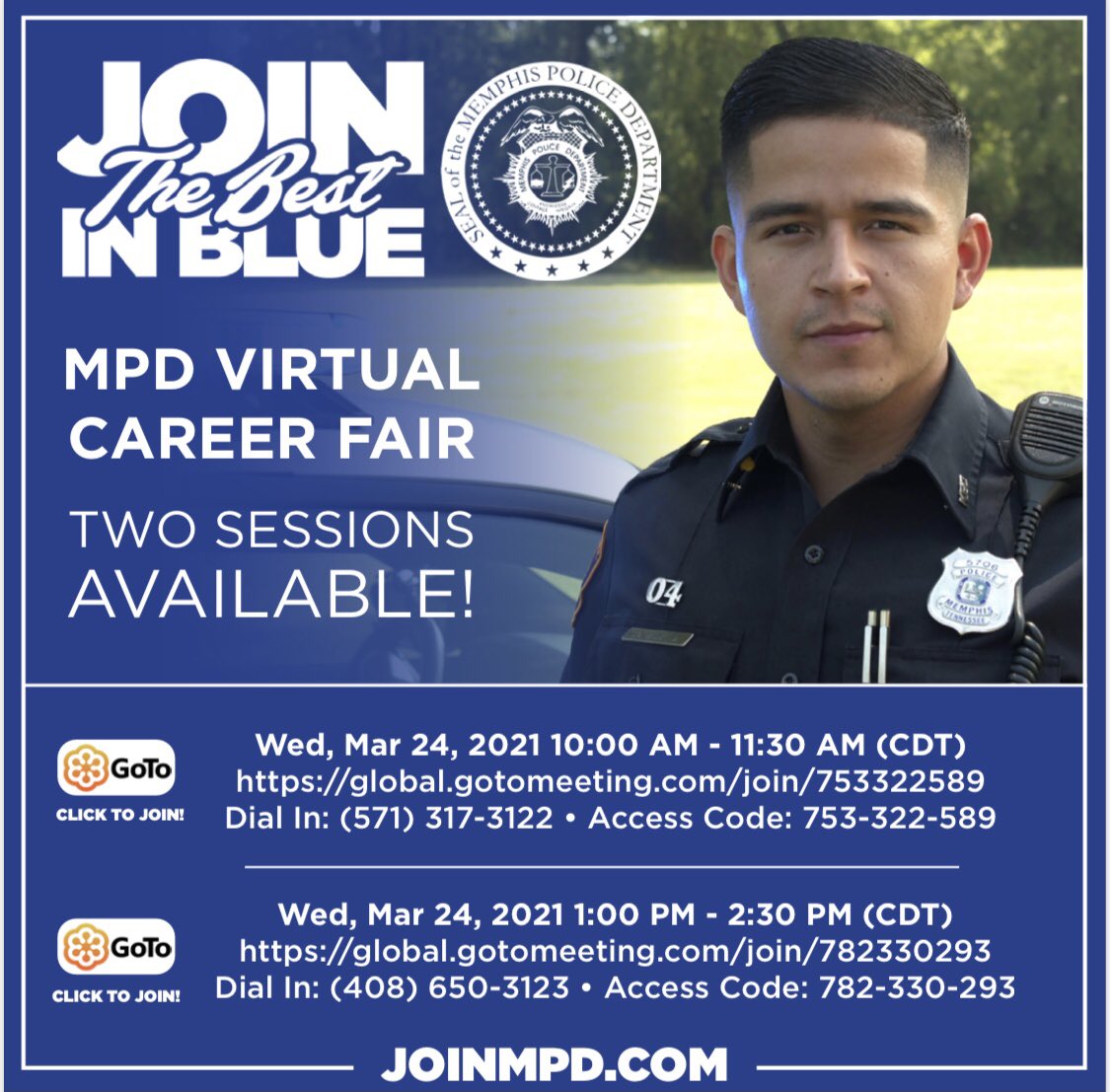 MSUCriminology's tweet image. Interested in the Memphis Police Department? Check out their virtual career fair on March 24th!