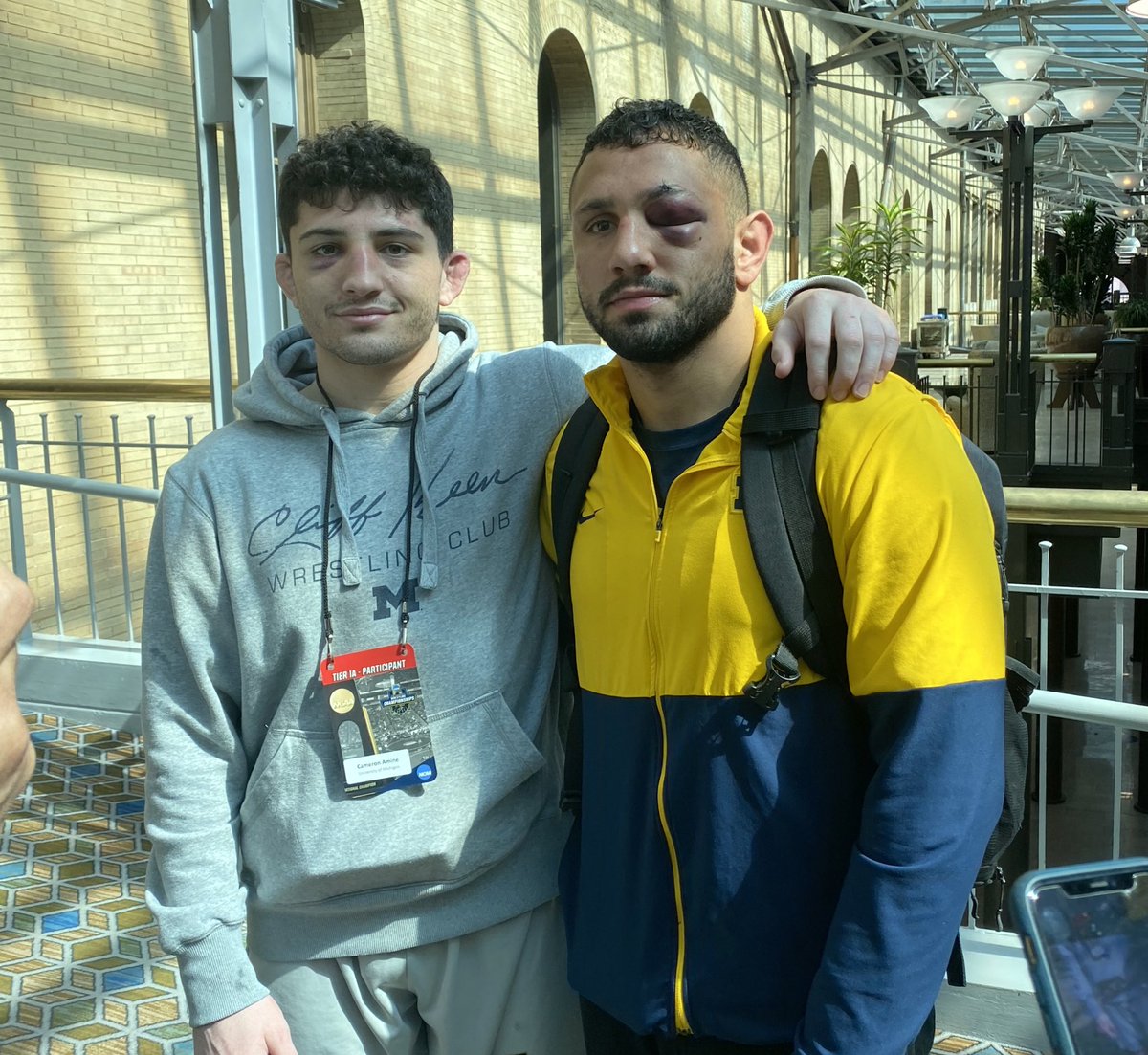 NCAAWrestling's tweet image. Cousins -&amp;gt; Teammates -&amp;gt; All-Americans 🇺🇸

#NCAAWrestling x 📸 @umichwrestling