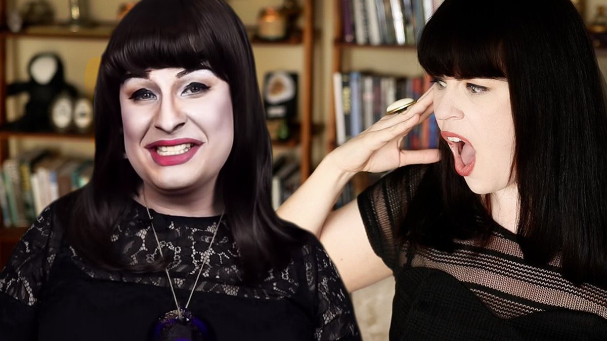 TheGoodDeath's tweet photo. Well friends, MY BANGS AND I have been asked to respond to the Ask a Mortician drag parody by @ohhiiolympia. 

https://t.co/PKeohifg57 https://t.co/9yv0x2ARNn