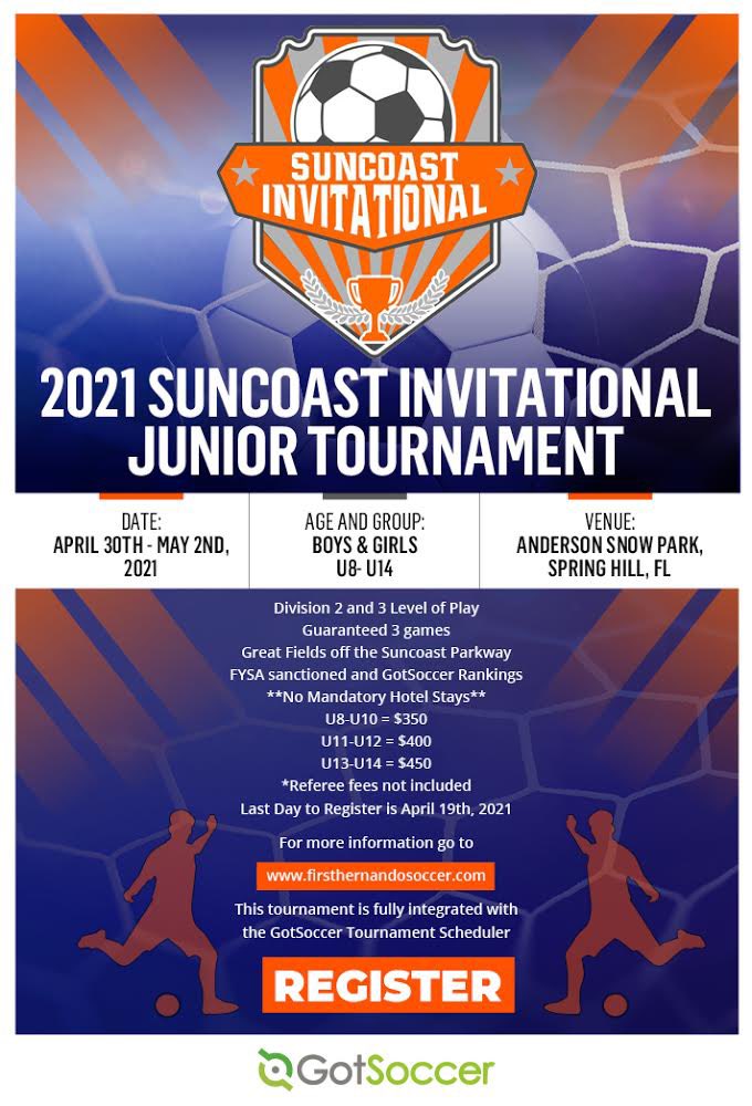 hernandosoccer's tweet photo. First Hernando will be hosting the inaugural Suncoast Invitational Junior Soccer tournament. More information and Sign up here: https://t.co/SX3Gx5DrXr https://t.co/gW8bPeSDeG