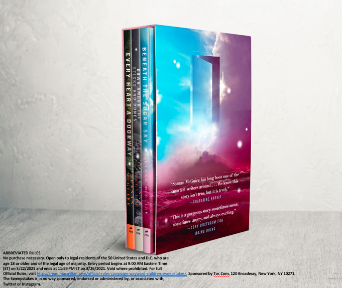 TorDotComPub's tweet photo. 🚪SWEEPSTAKES ALERT 🚪
Follow us &amp; retweet this post in order to enter to win a WAYWARD CHILDREN boxed set!
#sweepstakes #WaywardChildrenBoxedSetSweeps https://t.co/uuk1lq0iE7