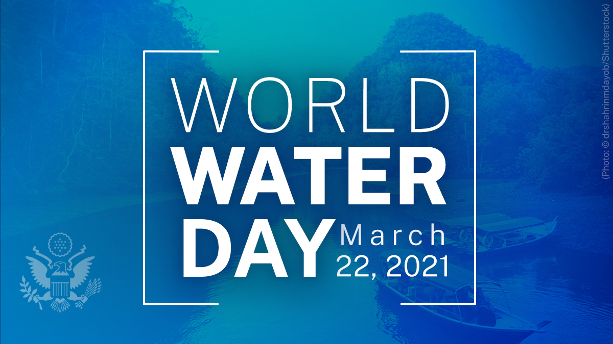 SecBlinken's tweet photo. Strengthening water management and security, as well as restoring and protecting healthy ecosystems, builds resilience to climate change. The United States is committed to helping build a more water-secure world. #WorldWaterDay https://t.co/z5OK6HBUFI