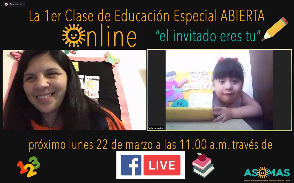 ASOMAS_IAP's tweet photo. @JAP_CDMX @JAPContigo @indiscapacidad_ @Fundacion_ONCE @fundacionTef @capacesnews @CAUSASorg hoy a las 11:00 am hora 🇲🇽 los esperamos en la Primera Clase abierta de Educación Especial impartida por #ASOMAS a través de nuestra cuenta de FACEBOOK! facebook live #educacionespecial https://t.co/d6LEMUNyOS