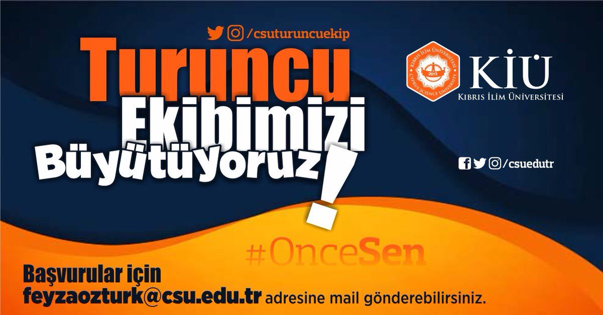 Turuncularımızın dikkatine! 
Ekibimize dahil olmak isteyen bütün turuncuları bekliyoruz. 🧡 
#benimtercihimturuncu #oncesen 
@csuedutr @feyzabuseozturk