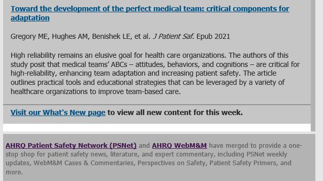 Impacting #healthcare problems as a non-clinician is HARD - Excited that our #teamwork paper is a recommended top read in #AHRQ #PatientSafety network!! #ZeroHarm #HumanFactors #Teamwork   @AHRQNews @UICAHS @IOPractitioners @HFESHealthTG