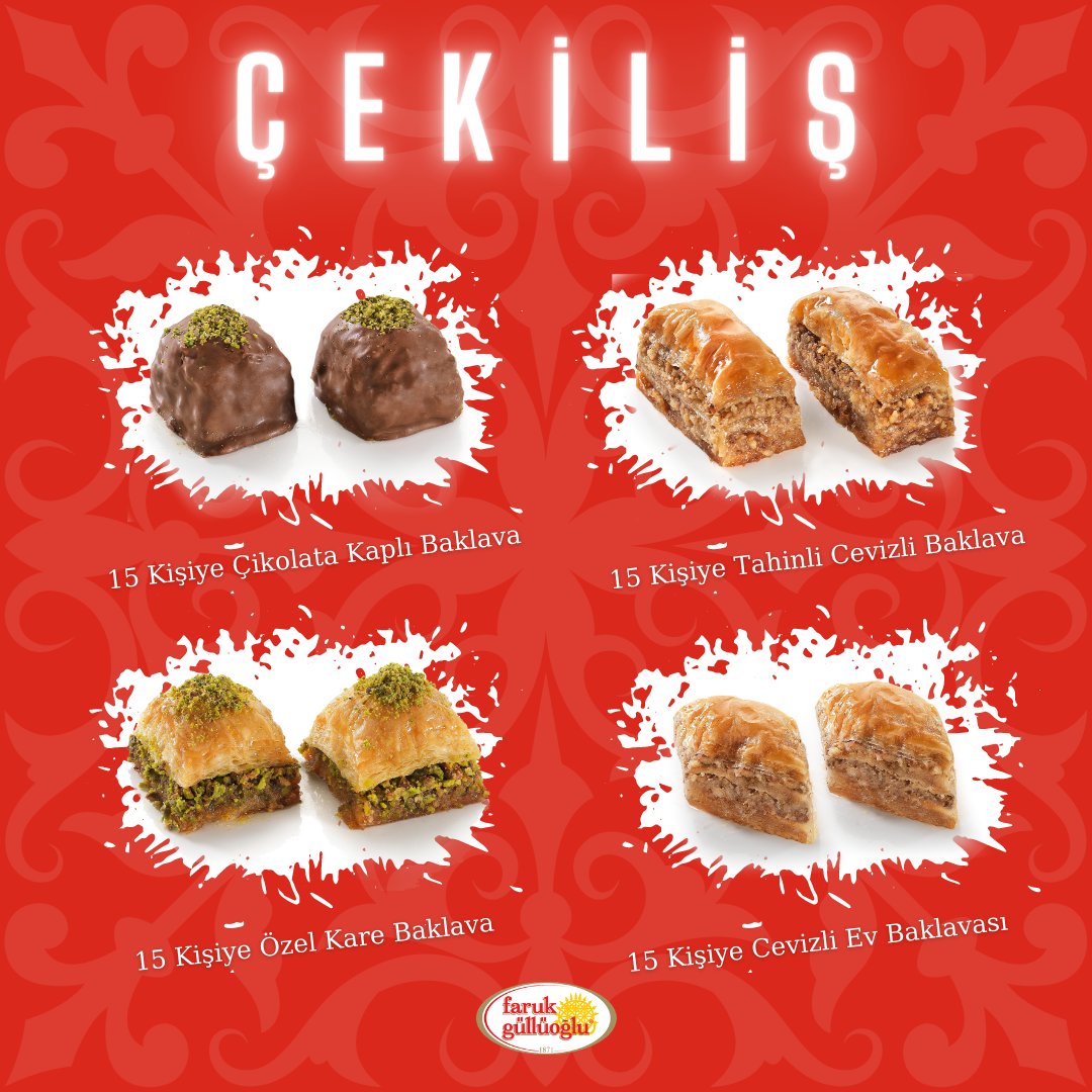 faruk_gulluoglu's tweet photo. 🎁 Türkiye'nin Baklavacısı Faruk Güllüoğlu 60 KG Baklava Dağıtıyor.

Çekilişe Katılım Şartları :

➡️ @faruk_gulluoglu Twitter Adresini Takip Etmek.
➡️ 3 Arkadaşını Etiketlemek.
➡️ Bu Tweet'i RT'lemek.

#FarukGüllüoğlu #Baklava #Çekiliş https://t.co/TkwInd0ruD