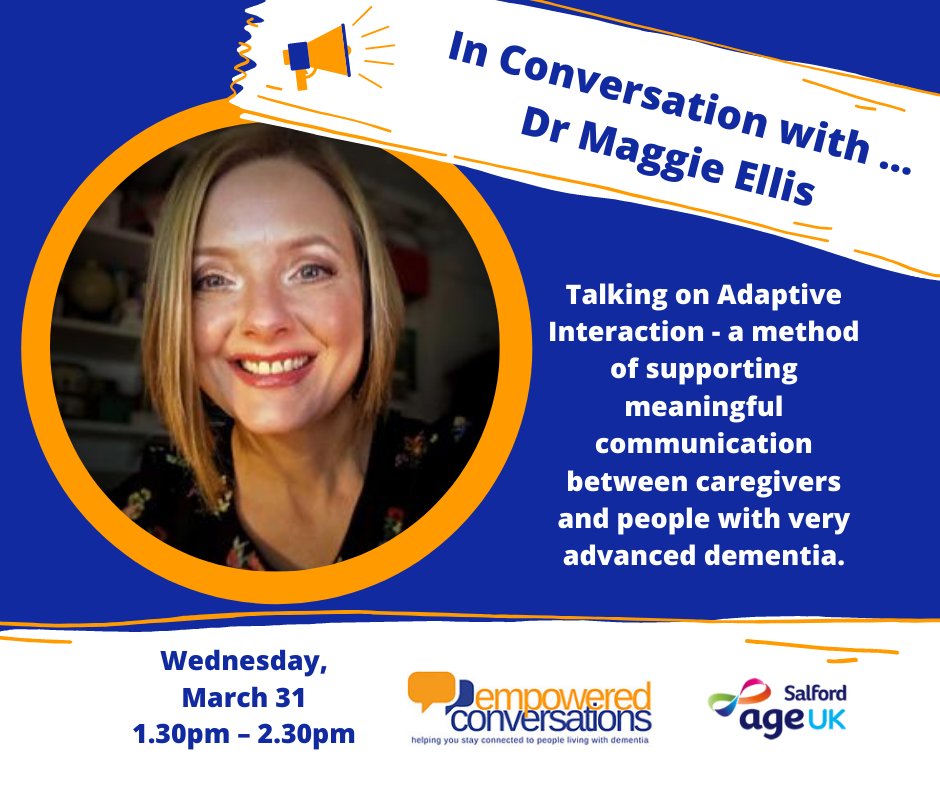 emP_Convos's tweet photo. A Conversation with ... Dr Maggie Ellis @univofstandrews is happening on Wednesday 31st March, 1.30pm - 2.30pm. Maggie will be sharing her work on #adaptiveinteraction.
Book you ticket - https://t.co/nShqWp4DtX https://t.co/gotMS3kPXV