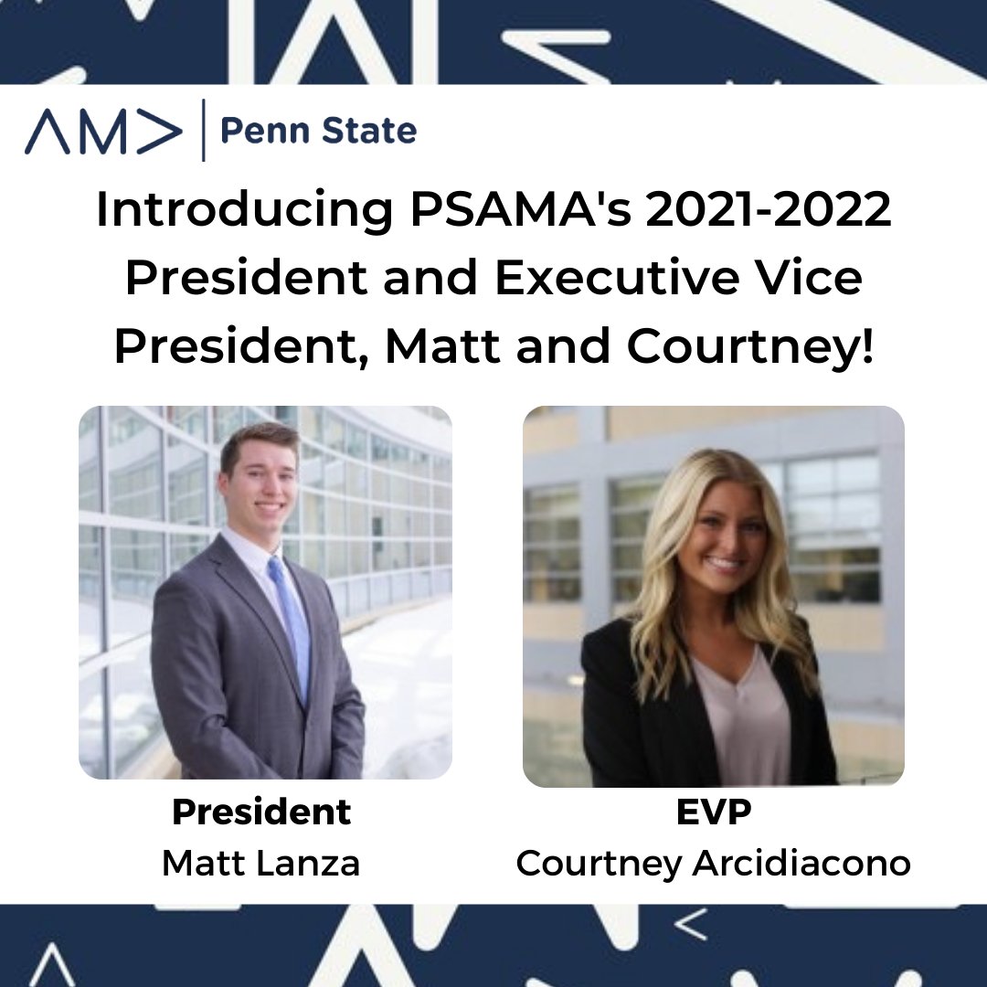 WeArePSAMA's tweet photo. PSAMA is proud and excited to announce next year's President, Matt Lanza, and Executive Vice President, Courtney Arcidiacono! https://t.co/1c2FpgRjUy
