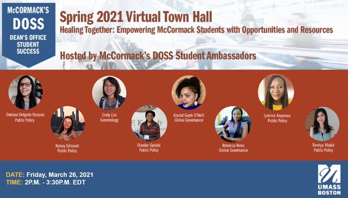McCormackGrad's tweet photo. The DOSS Spring 2021 Virtual Town Hall is happening THIS WEEK - Friday, Mar 26 (2pm)! Join us as we feature many available #resources &amp; new #opportunities available for students throughout the future semesters. #WeAreBeacons 

Register Here: https://t.co/mpoFGNxo7Q https://t.co/Yo7QR5hAXj
