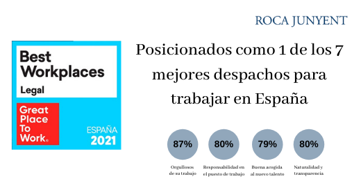 Roca_Junyent's tweet photo. ¡Somos #BestWorkplacesLegal21! Felices de ser un excelente lugar para trabajar y orgullosos de nuestro equipo! Te lo contamos aquí👉https://t.co/2wJ2FwaYM2 #BWPlegal21 @GPTW_Spain https://t.co/5a67bgmVOD