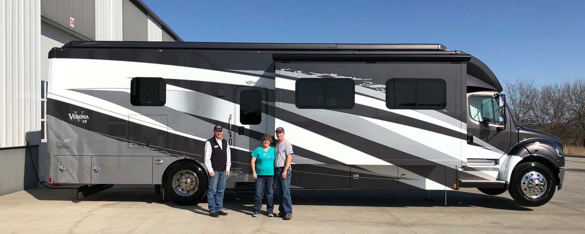 TranswestTTRV's tweet photo. Congratulations to the Teeter family on their 2021 Renegade Verona LE 40LRB. We wish you many safe and happy adventures. Welcome to the Transwest family. 
#transwesttucktrailerrv #NewRV #travel #rvlife #journey #memories #renegade #usedrv #adventure #familytime #verona #vacation https://t.co/arD9kyKz5I