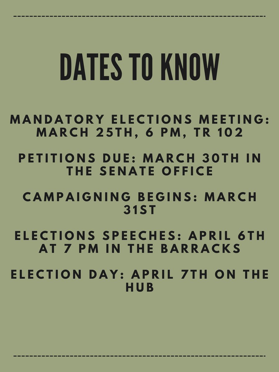 ESGAsenate's tweet photo. Elections are quickly approaching! Anyone interested in an elected senate position must attend the mandatory elections meeting on Thursday, March 25th at 6 pm in Trask 102. Can’t wait to see you there! https://t.co/RwLl44i2qM