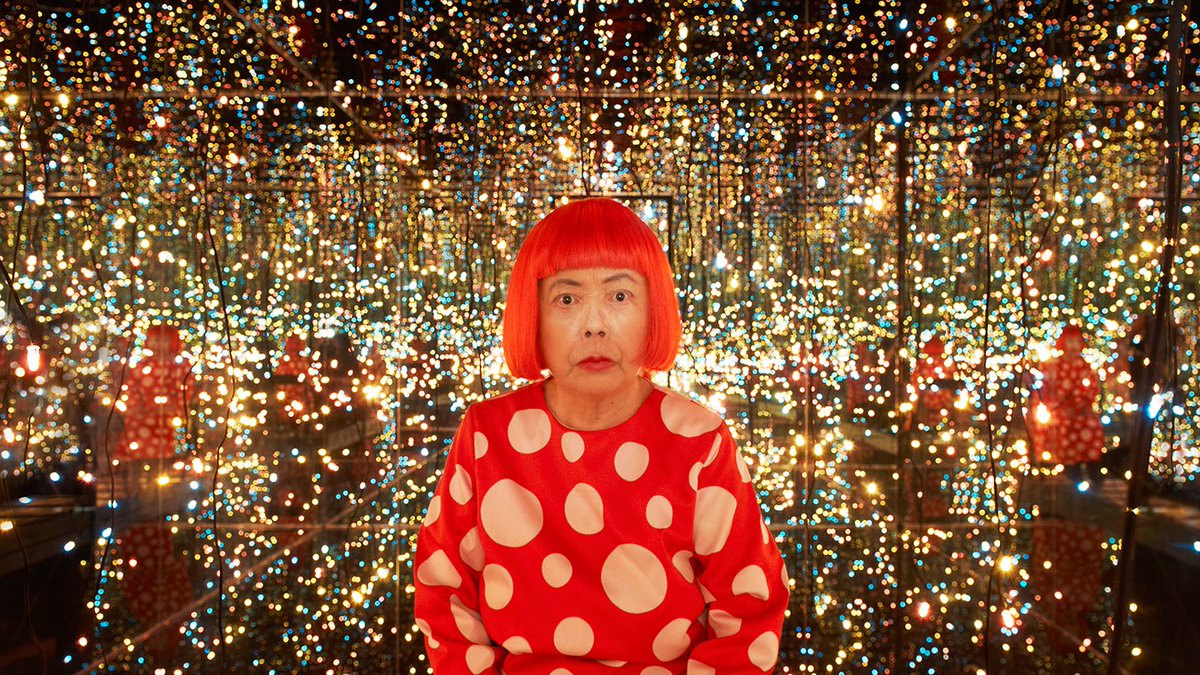 ArtTheatre's tweet photo. Her legacy of artwork spans the disciplines of painting, sculpture, installation art, performance art, poetry and literary fiction. Meanwhile, she continues to create new work every day. HAPPY BIRTHDAY YAYOI KUSAMA!!!
.
.
.
#YayoiKusam #Kusama #KusamaInfinity #film #polkadots https://t.co/n4p3FurUzr