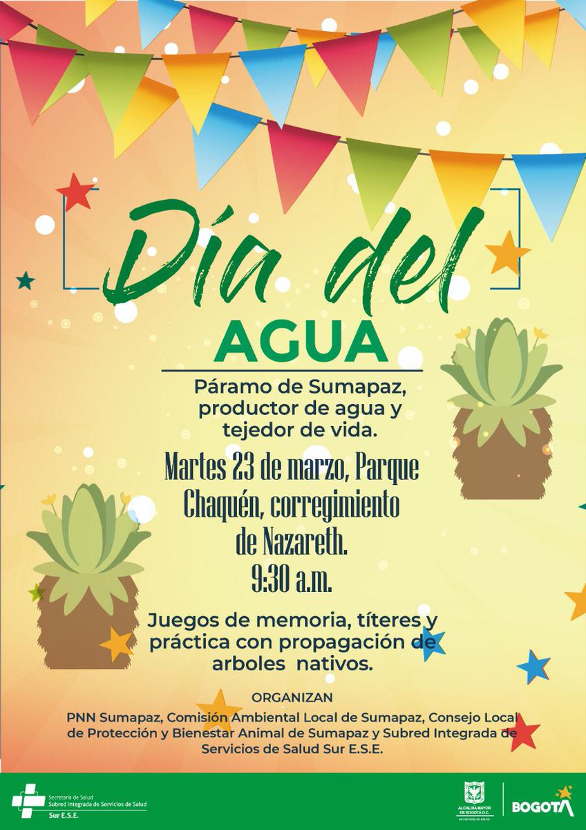 SubRedSur's tweet photo. #EstasInvitado
En conmemoración del #DiaMundialDelAgua, la @SubredSur invita a la comunidad, el próximo 23 de marzo, al parque Chaquén de la localidad de Sumapaz, en donde realizará juegos y presentaciones para comprender la importancia ecosistémica de este valioso recurso. https://t.co/RgO8gtBM6g