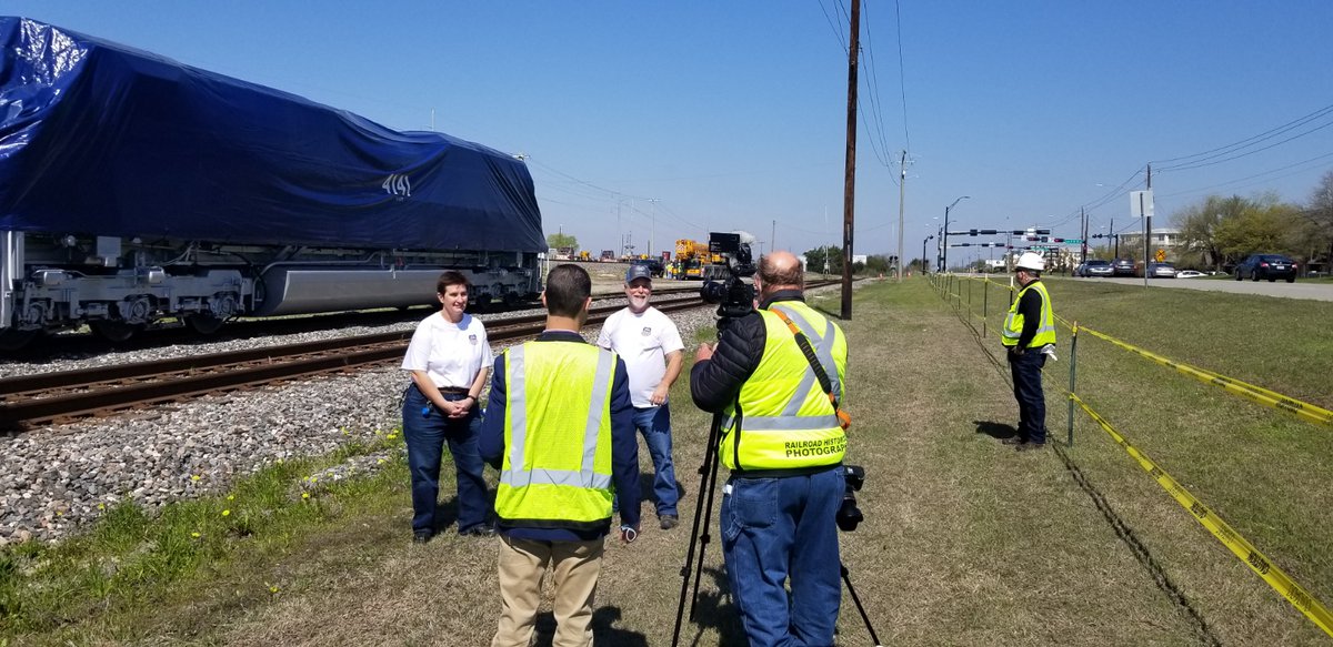 Bush41Library's tweet photo. Here are some photos of the Union Pacific No. 4141 engine arriving in Aggieland. The train will find its permanent home on the grounds near the Bush Library and Museum. #bush4141 #TAMU https://t.co/SLAE9jvxhF