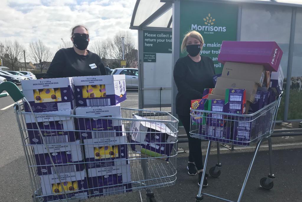 bexleyfire's tweet photo. @CommunitySidcup Community Champions Clare and Jane from @Morrisons kindly donated all of these items &amp; are working with firefighters at Sidcup Green Watch to distribute donations to @womensaid ! 🐣🐰 https://t.co/soP9SEbLun