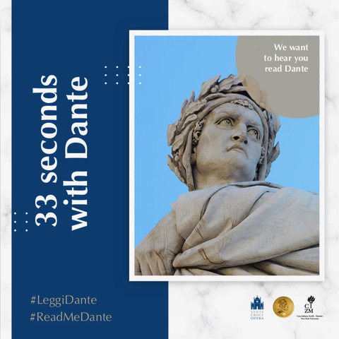 TheDanteSociety's tweet photo. What does Dante say to you? In under 33 seconds, read a passage in a visual context of your choice, in your own language. Be creative & tell us canticle and verse numbers. Post must be public & use hashtags: #ReadMeDante #LeggiDante #NYUDante #SantaCroceDante #Dantedì & tag us! https://t.co/7UiuIYUfJV