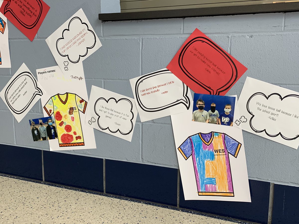 Our Unified Bocce teams created their own jerseys and shared why they love Bocce. Their display was shared with the whole school! #unifiedchampions #wesleaders