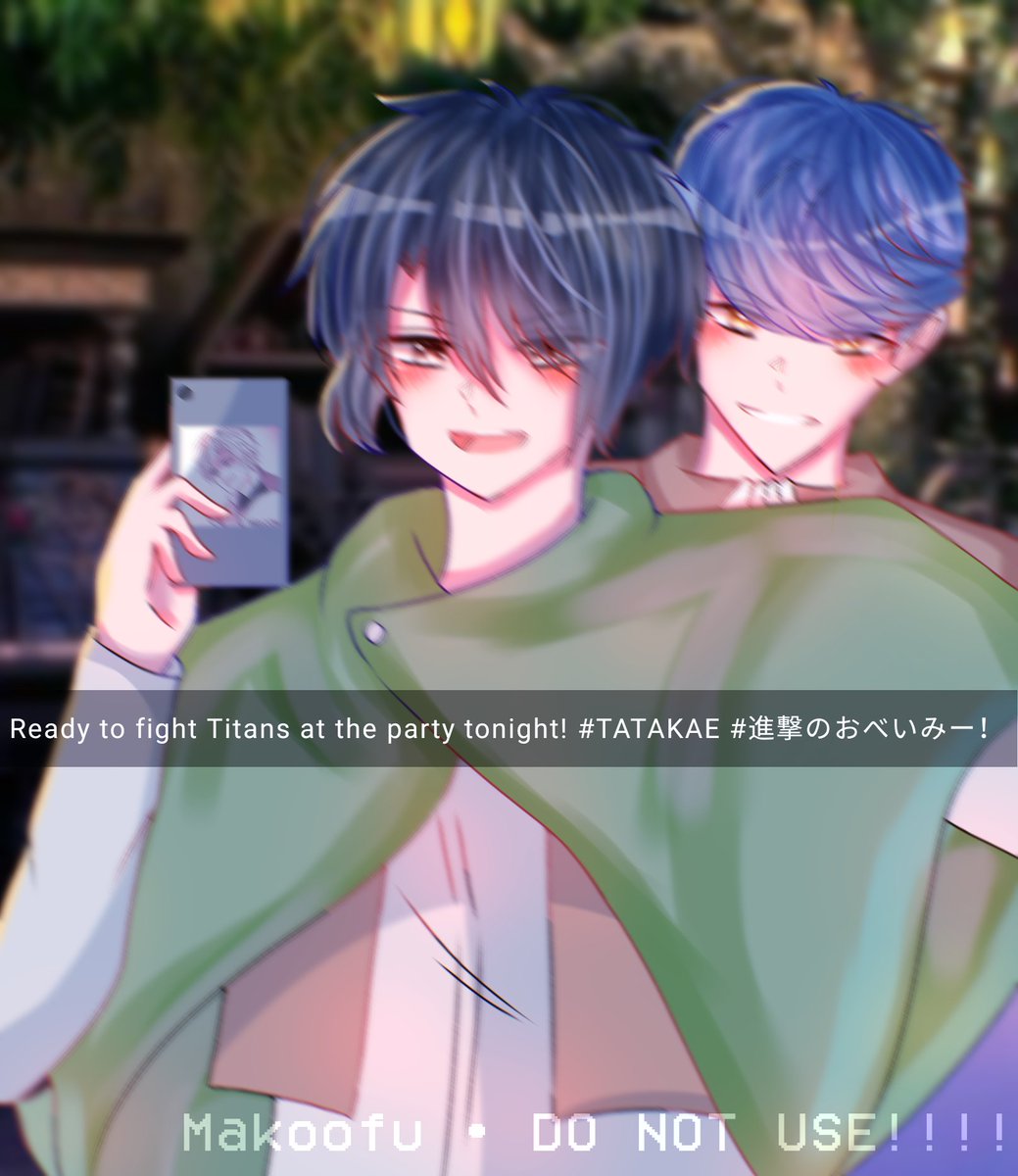 makofu's tweet photo. WE'RE HERE TO FIGHT TITANS AT THE PARTYYYY TATAKAEEEEEEE LMAO
#radpartynight #radparty #obeyme #obeymeshallwedate #obeymeleviathan https://t.co/sJsWrBcs71