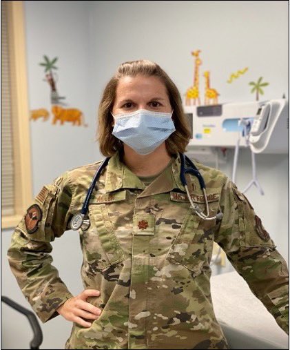 USAFMedicine's tweet photo. Maj Alison Allen noted a large abdominal mass in a two-year-old patient and expedited medical care, which resulted in a tumor removal in two days. #TCHero https://t.co/vlMFTM9XbC