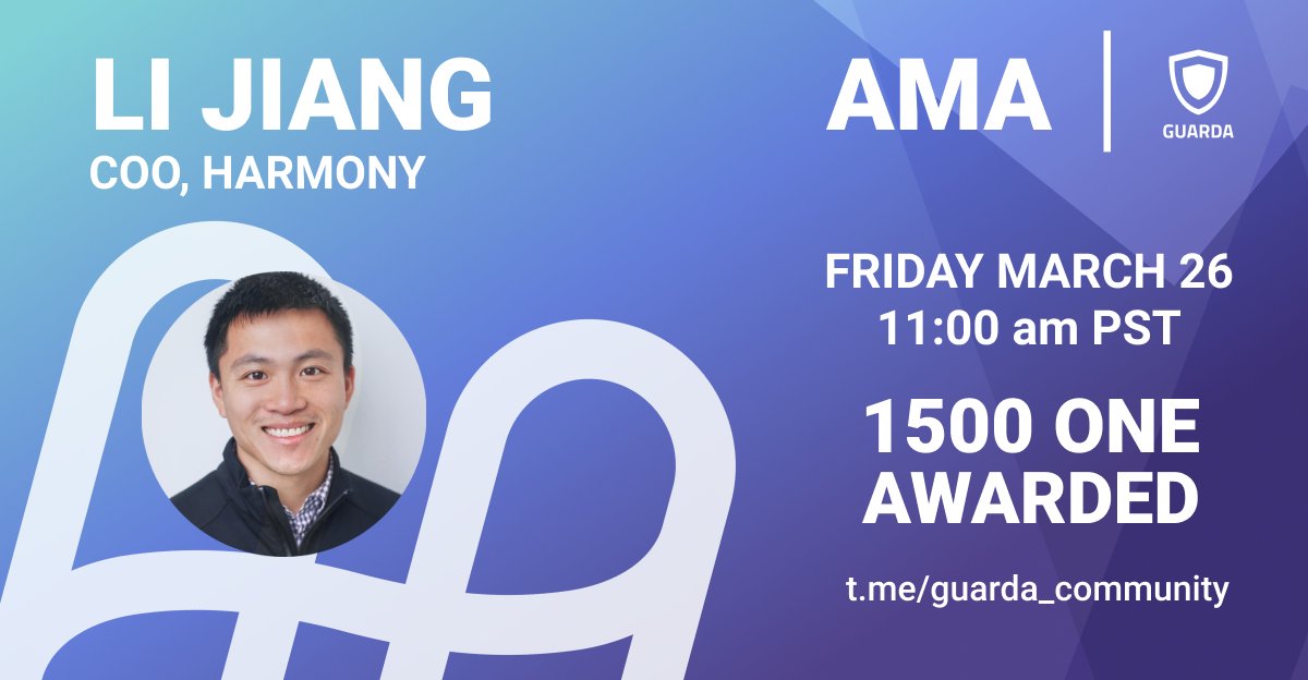 GuardaWallet's tweet photo. Friday March 26 @ 11:00am PST
https://t.co/nd7pLxAAK0

500 $ONE for a question
BEST 3 questions AWARDED!

3 EASY STEPS TO WIN:
1. Join us + @harmonyprotocol + https://t.co/9m0PZcLIW0
2. Ask a question in comments &amp; repost this tweet
3. Download wallet to get a reward https://t.co/dfxfHx9usR