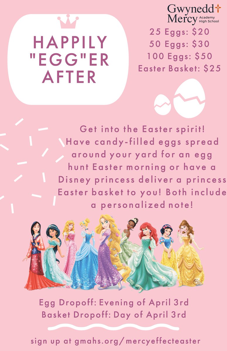 GMAHighSchool's tweet image. Add a touch of sweetness and fun to your family's Easter celebration! Check out "Happily Egg'er After", a Mercy Effect fundraiser.  Hop into spring and head to gmahs.org/mercyeffecteas… for more details and to register. #MercyEffect