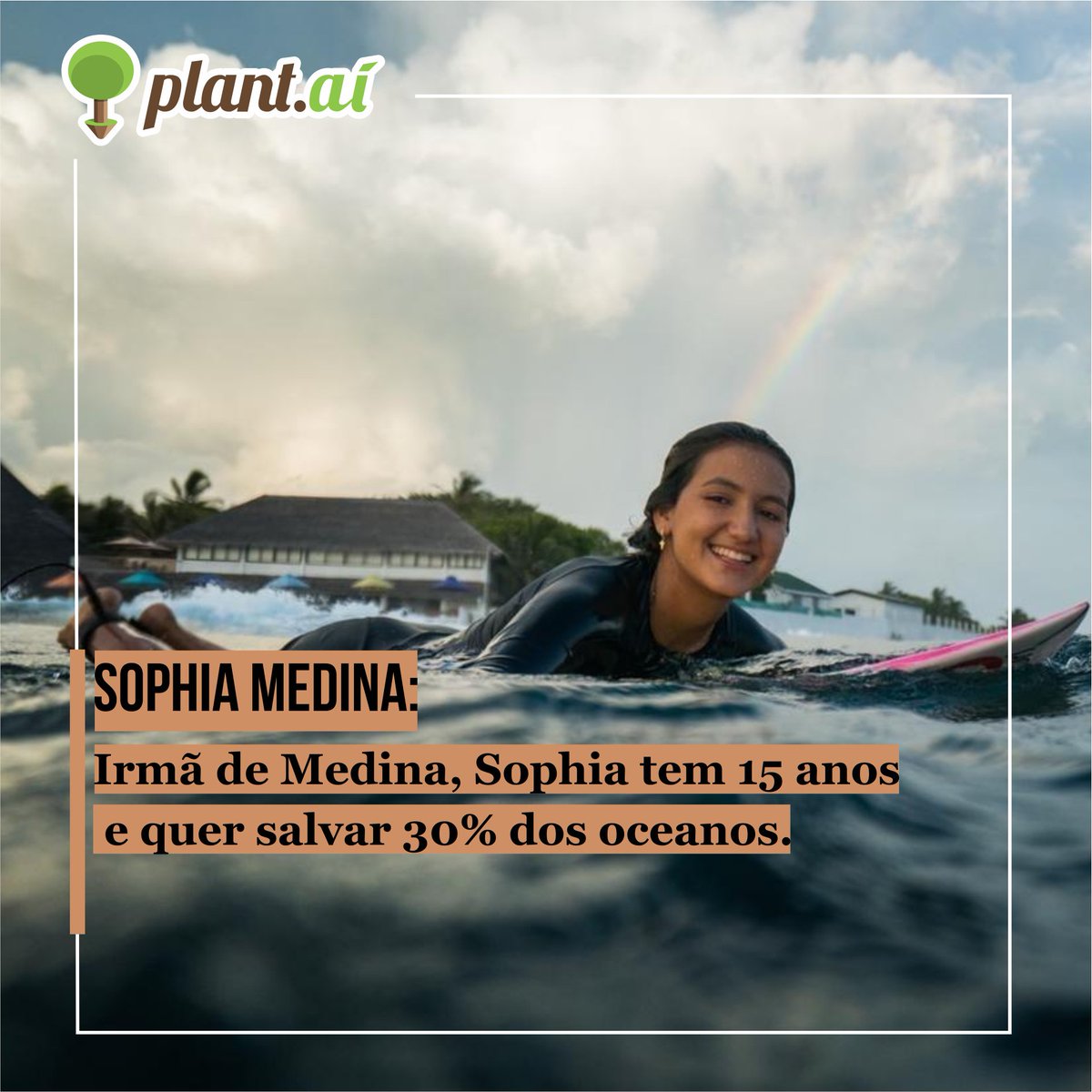 Plant_ai's tweet photo. A WSL, a liga mundial de surfe, está com uma campanha para salvar 30% dos oceanos até 2030. A Sophia Medina, irmã do bicampeão mundial de surf Gabriel Medina, também é surfista e integra o grupo de atletas engajados nesta ação.
Para participar, acesse:
https://t.co/u71gVwoWb5 https://t.co/IledKSlG9I