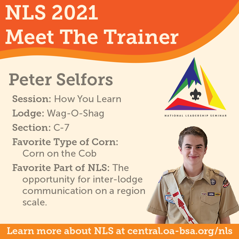 OACentral's tweet photo. Meet The Trainer: Peter Selfors from Section C-7 will be staffing our upcoming NLSs on May 7-9, May 21-23, and October 15-17. Stay tuned in the coming months to meet our other trainers including 2021 National Vice Chief Greg Brown. 

#OA #BSA #CR #NLS #DYLC #WritingOurNextChapter https://t.co/SkacaLNXt4