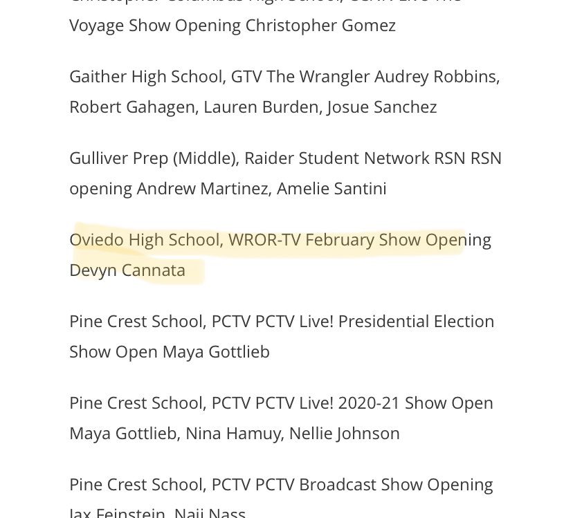WRORTV's tweet photo. Congrats to Devyn Cannata for earning an All-Florida rating on her broadcast show opening! π https://t.co/QP2gz9Wlw2