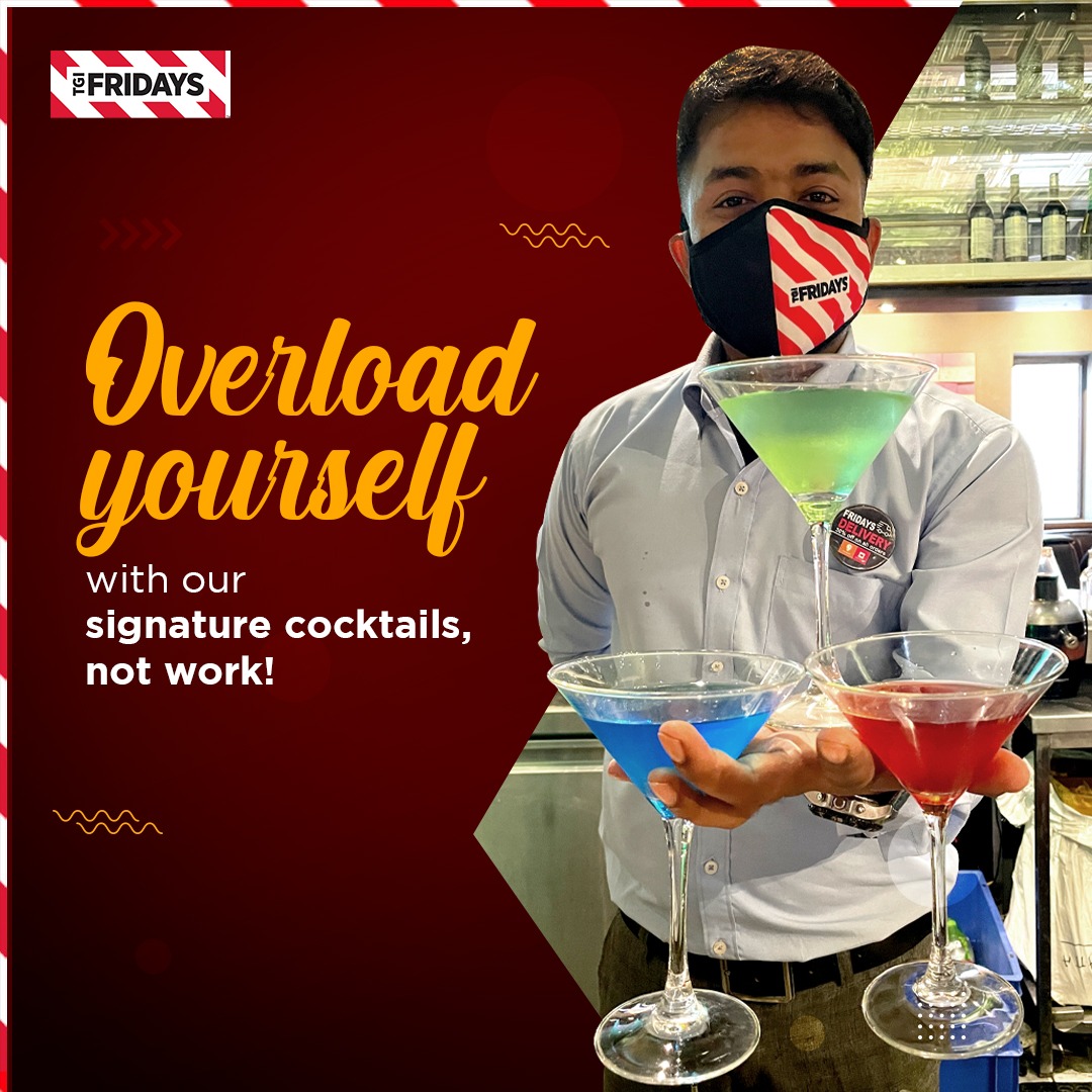 TGIFIndia1's tweet photo. Starting new week with new commitments? Commit yourself to #TGIF signature cocktails!
How many have you tried yet? #TGIFMondays #TGIFridays https://t.co/sdiuYYvl9Q