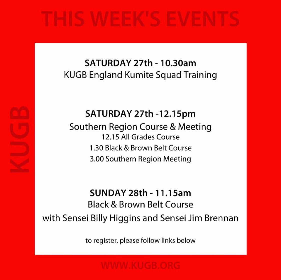Here are your events for next week which are all
free to KUGB members. Registration details can be found on kugb.org