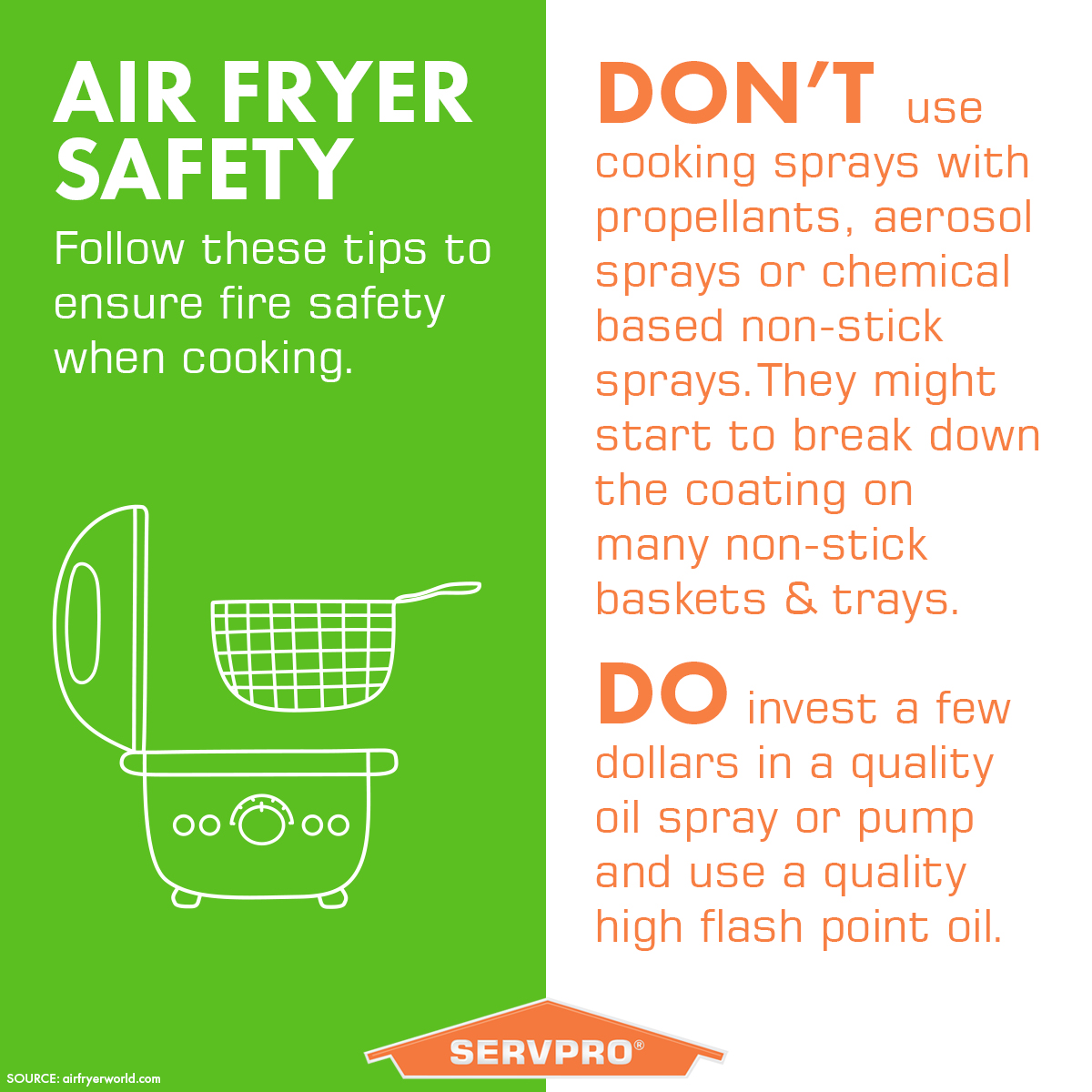 Raise your hand if you're part of the air fryer cooking craze! Follow these tips so you won't have to call SERVPRO with fire damage.