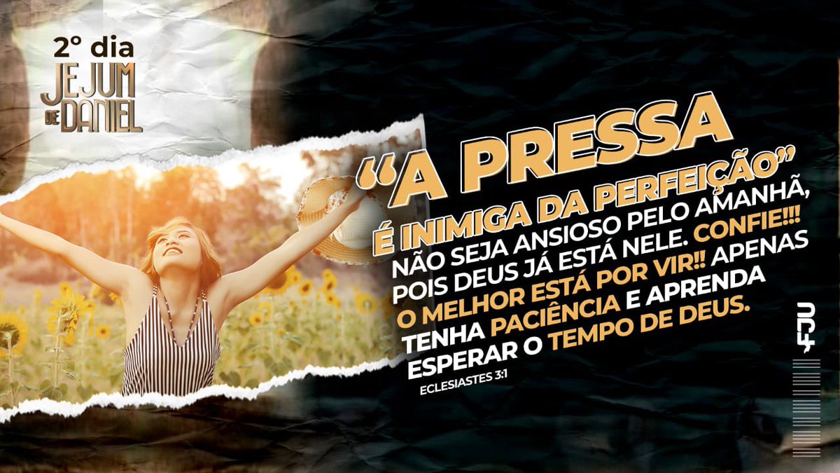 fjupara's tweet photo. Muitas vezes a pressa nos torna pessoas ansiosas.
Depositar a confiança em Deus significa entender que as coisas acontecem no momento certo, pois além de saber das nossas necessidades, Ele sempre irá fazer o que é melhor pra nós!
Confie! 😉
#FJUPará
#JejumDeDaniel02
#VemPraFJU https://t.co/GyAdeOLcTX