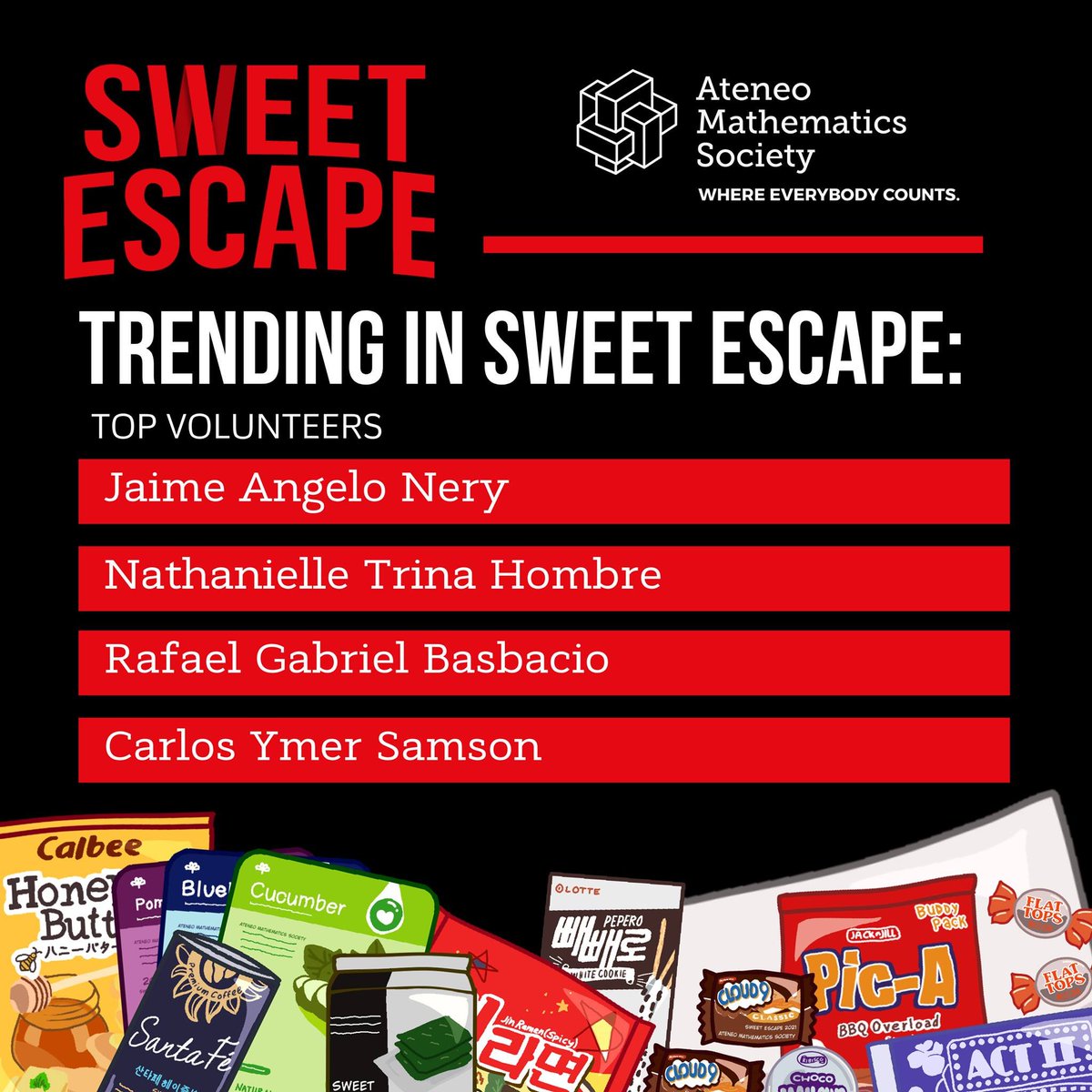 AMSinfinitweet's tweet photo. Here are our Sweet Escape's top-performing volunteers for the week. Congratulations! https://t.co/V8aVtKsrRQ