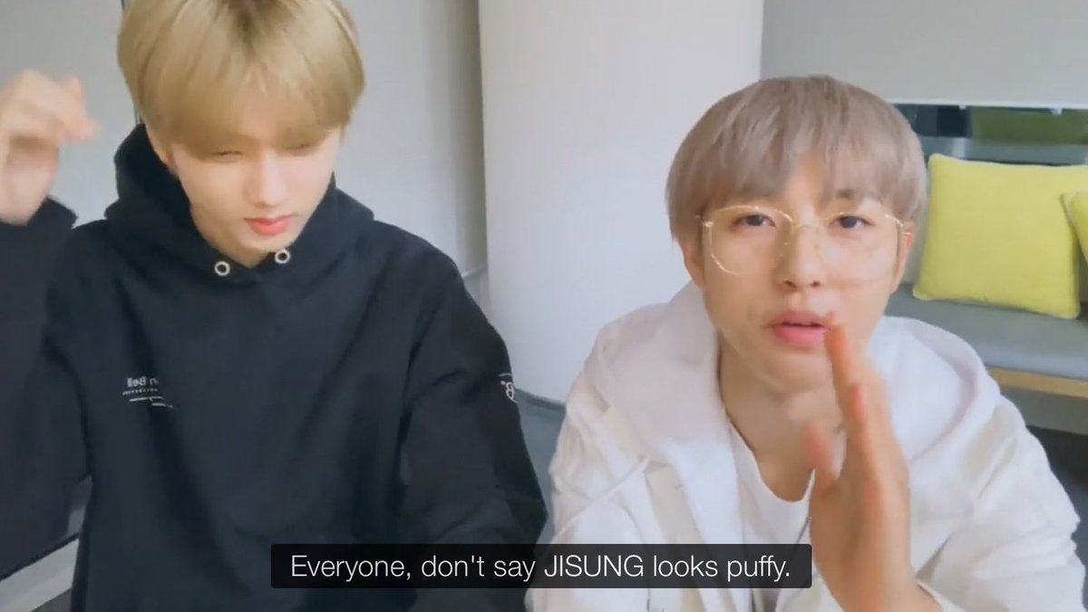 when the comments said renjun is tiny jisung said to not call him that and renjun told fans to stop saying jisung looks puffy because it bothers him