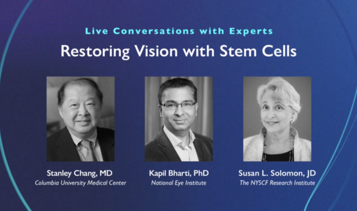 New York Stem Cell Foundation Research Institute On Twitter Join Stanley Chang Columbia Kapil Bharti Nei Susannyscf Tomorrow At 5 Pm Et As They Discuss The Cell Replacement Therapy For Maculardegeneration