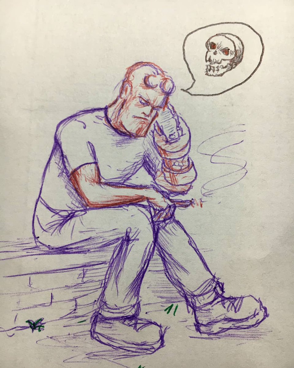 DougGra38399255's tweet photo. Ink pen and a sheet of paper doodling strangers Hellboy edition, only had time to Hellboy 2 strangers that day. Thanks again for any likes thrown my way, and get out and doodle your own strangers. #doodles #inkpendoodles #doodlingstrangers #sketchoftheday https://t.co/e4Y1Dcjncw