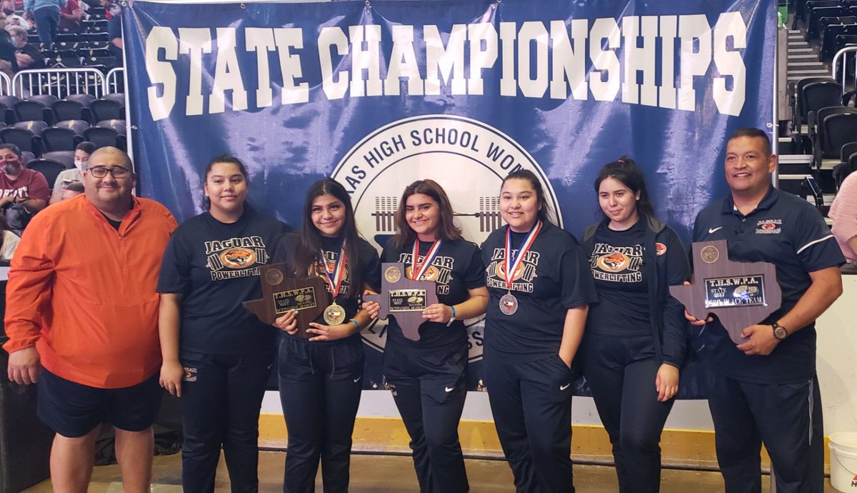 economedes_hs's tweet photo. CONGRATULATIONS to our Girls Jaguar Powerliting Team on placing 3rd at State!!! 🏋🏻‍♀️🏅💙🧡

132lb State Champion Princess Rios 
181lb State Champion Ashley Chavez 
198lb State Qualifier Nallely Garcia 
220lb State Champion Anahi Garcia 
259lb State Qualifier Siomara Garcia https://t.co/9ZkFD0ytbX