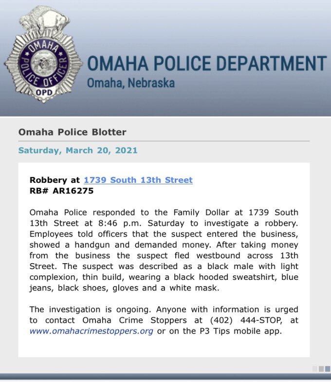 Omaha Crime Stoppers (@opdcrimestop) on Twitter photo 