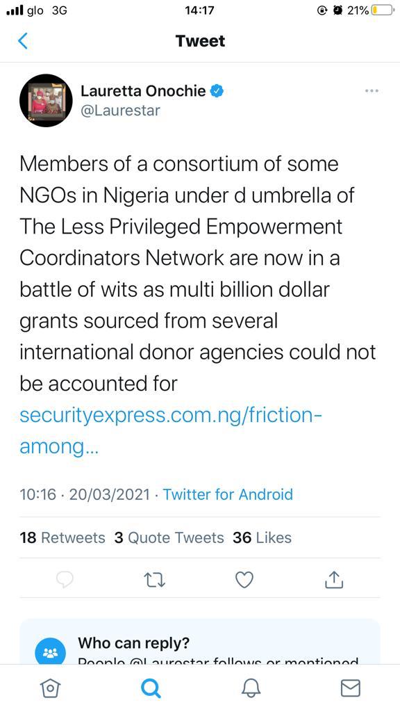 troofp's tweet photo. @cenbank Kindly intimate the President's special assistant on social media on what you have been doing with grant monies that have entered the country from int'l donor agencies., or is she already in the know? #DisburseTelpeconGrant now @ProfOsinbajo @Laurestar @channelstv https://t.co/vMVEI8Lutf