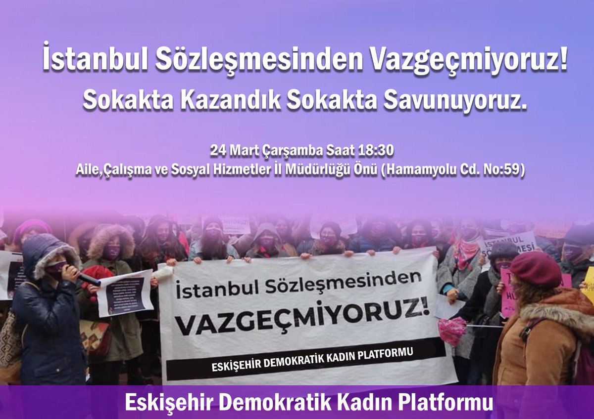 esk_kadin's tweet photo. Sokaklarda olmaya devam edeceğiz! 
#BizBittiDemedenBitmez #AklınızdanBileGeçirmeyin #İstanbulSözleşmesiBizim https://t.co/GDBPIW7wku