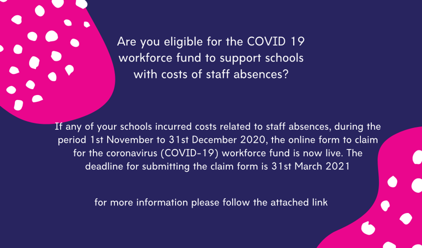 s4scontact's tweet photo. For more information on the Coronavirus (COVID-19) workforce fund guidance follow this link -https://t.co/BHCRnz00y2 https://t.co/0vIKGPRtD7