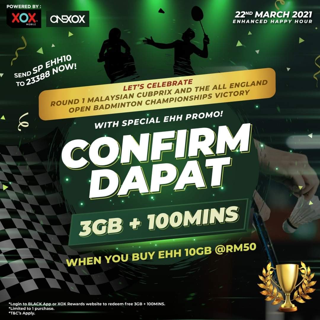OnexoxJimat's tweet photo. 10GB + *3GB + 100 minit

*Tebus di app XOX BLACK

Boleh simpan kalau tak guna / share dengan geng² yang guna ONEXOX

Nak try ONEXOX?

Nak beli topup ONEXOX?

WhatsApp: 018-259 3755

#celcom #digi #hotlink #altel #umobile #tunetalk #redone #maxis #tonewow #stayathome #kitajagakita https://t.co/vLudWPyUHJ
